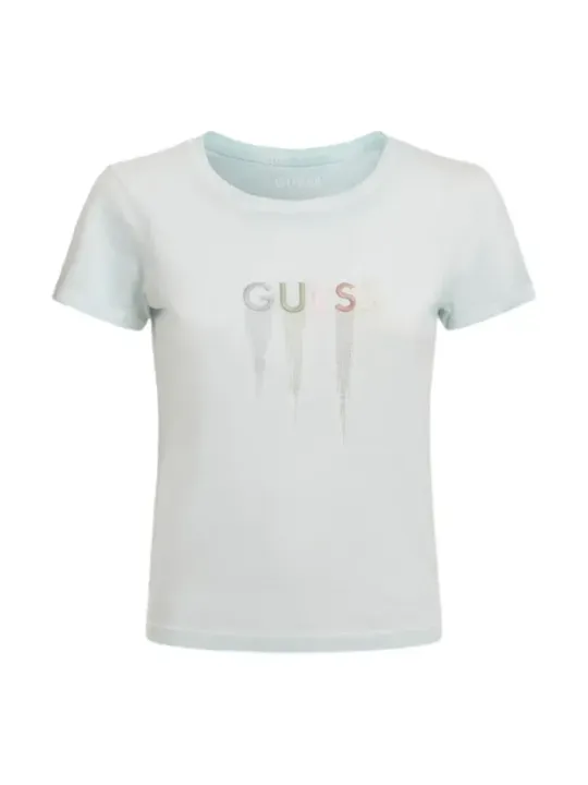 Weißes T-Shirt mit Metallic-Schriftzug