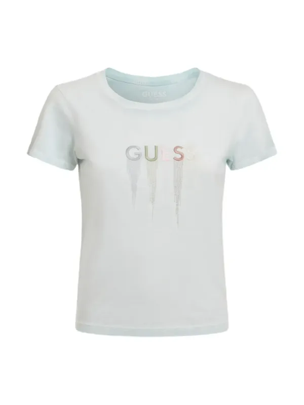 Weißes T-Shirt mit Metallic-Schriftzug