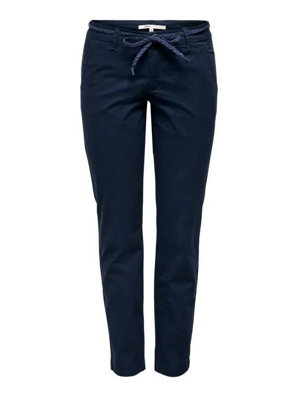 Dunkle blaue Stoffhose mit Kordelzug