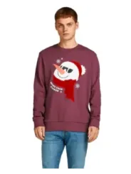Burgunder Jack & Jones Schneemann Pullover
