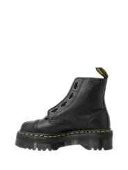 Schwarze Lederstiefel mit gelber Naht