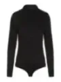 Schwarzer Damen-Body mit Hemdkragen