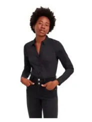 Schwarze Bluse mit Knopfleiste