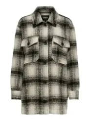 Schwarzes kariertes Flanellhemd mit Taschen