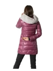 Burgunderfarbener metallischer Puffer-Mantel Wärme