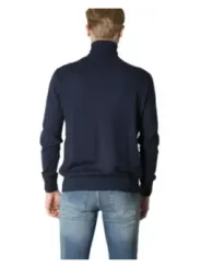 Marineblauer Herren-Quarter-Zip-Pullover
