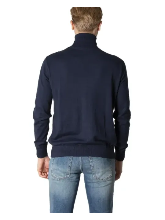 Marineblauer Herren-Quarter-Zip-Pullover