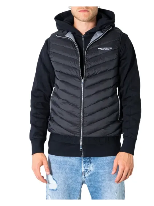 Schwarze Armani Exchange Pufferjacke mit Kapuze