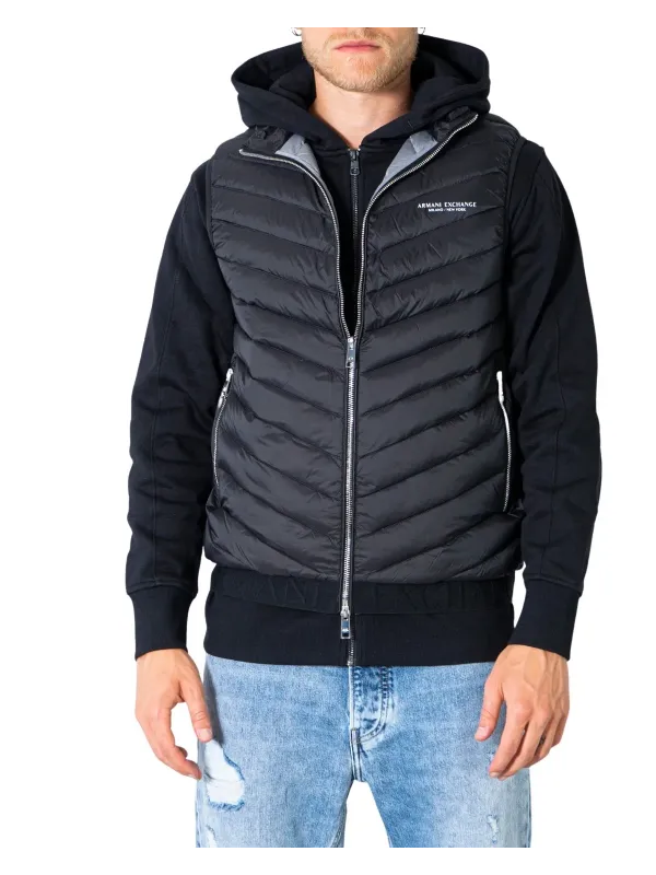 Schwarze Armani Exchange Pufferjacke mit Kapuze