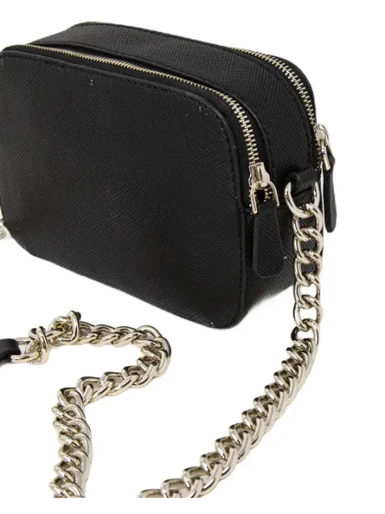 Schwarze Umhängetasche mit Goldkette