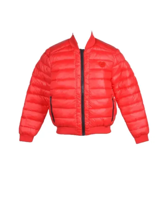 Roter, gepuffter Moschino Kurzmantel