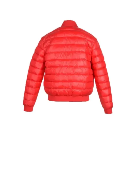 Rote gesteppte Damen-Pufferjacke mit Reißverschluss