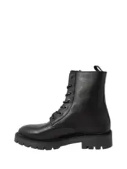 Schwarzer Leder Kampfstiefel Seitenansicht